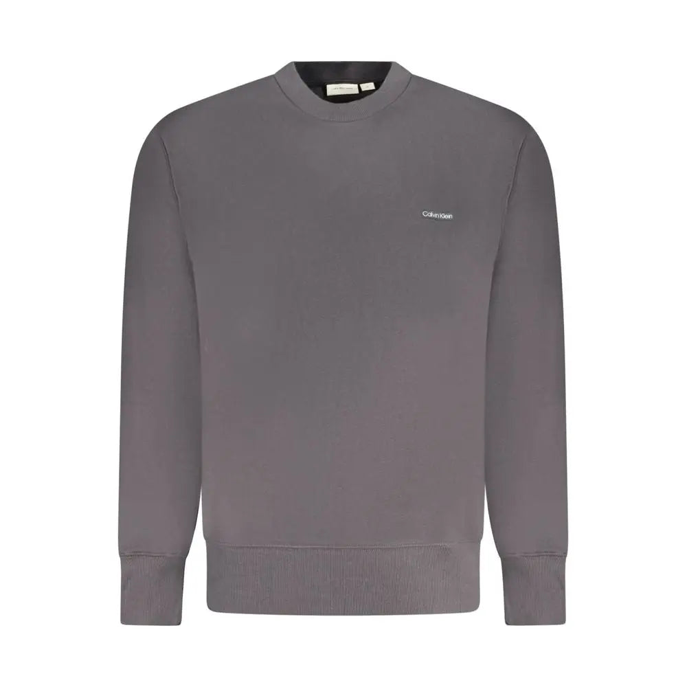 Minimaliste sweat-shirt Calvin Klein gris en coton avec logo brodé subtil sur la poitrine pour homme