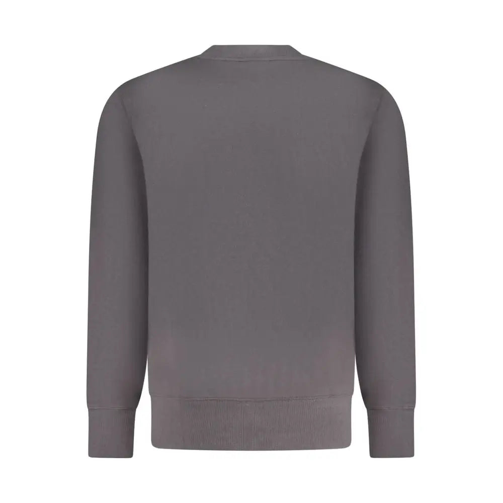 Sweatshirt calvin klein noir en coton pour homme avec tissu gris uni doux et bordures côtelées