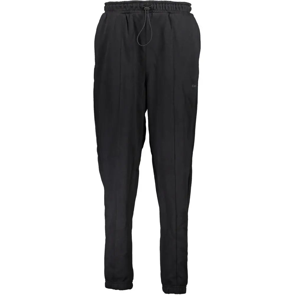 Calvin klein black cotton women sweatpants en joggers noirs à cordon avec coupe fuselée élégante et logo discret sur la cuisse