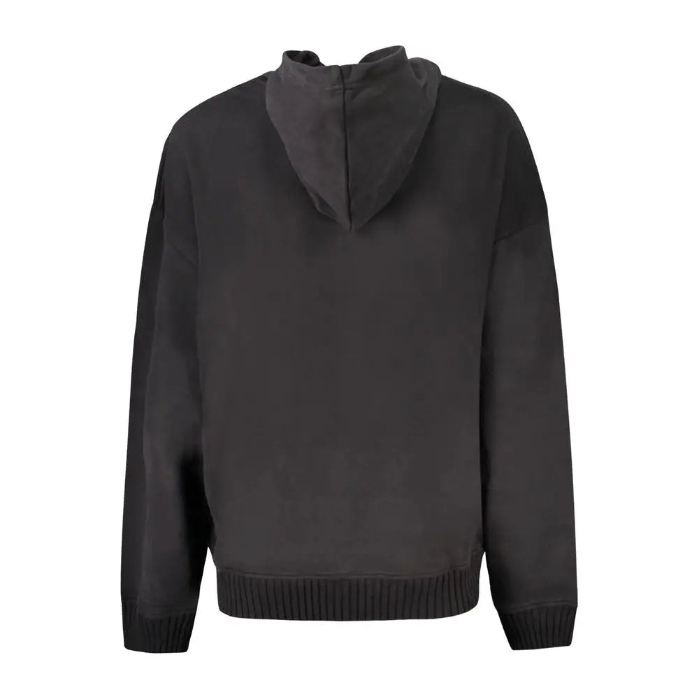 Sweatshirt noir femme calvin klein en coton avec capuche et poignets et ourlet côtelés