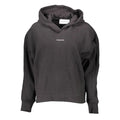 Sweat à capuche femme calvin klein noir en coton avec logo blanc subtil et capuche à cordon assortie