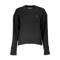 Pull noir calvin klein en coton pour femme avec poignets et ourlet côtelés et petit logo brodé poitrine
