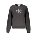 Sweatshirt noir pour femme en coton calvin klein avec logo ck argenté sur la poitrine