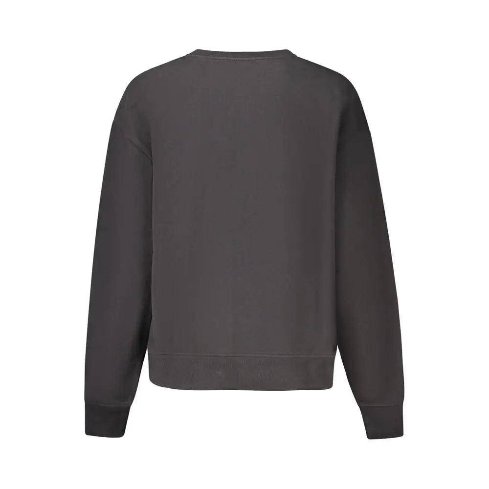 Sweatshirt calvin klein noir en coton pour femme avec col rond gris foncé doux et poignets côtelés