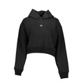 Sweatshirt femme calvin klein noir en coton avec capuche courte et logo blanc sur la poitrine