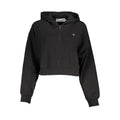 Sweat-shirt femme calvin klein noir en coton avec zip court et logo brodé subtil sur la poitrine