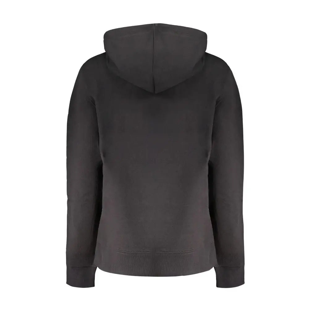 Calvin klein black cotton women’s sweatshirt à capuche grise foncée avec manches longues et poignets côtelés