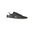 Sneaker homme calvin klein en cuir noir avec semelle blanche en caoutchouc et logo blanc contrasté sur le côté