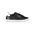 Calvin klein basket femme en cuir noir avec semelle et talon blanc en caoutchouc vue arrière