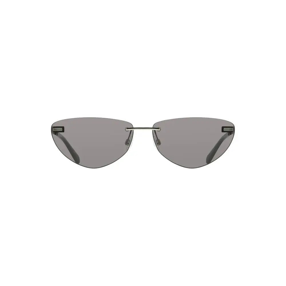 Lunettes de soleil femmes calvin klein en métal noir cadre argenté forme œil de chat verres teintés dégradés gris foncé