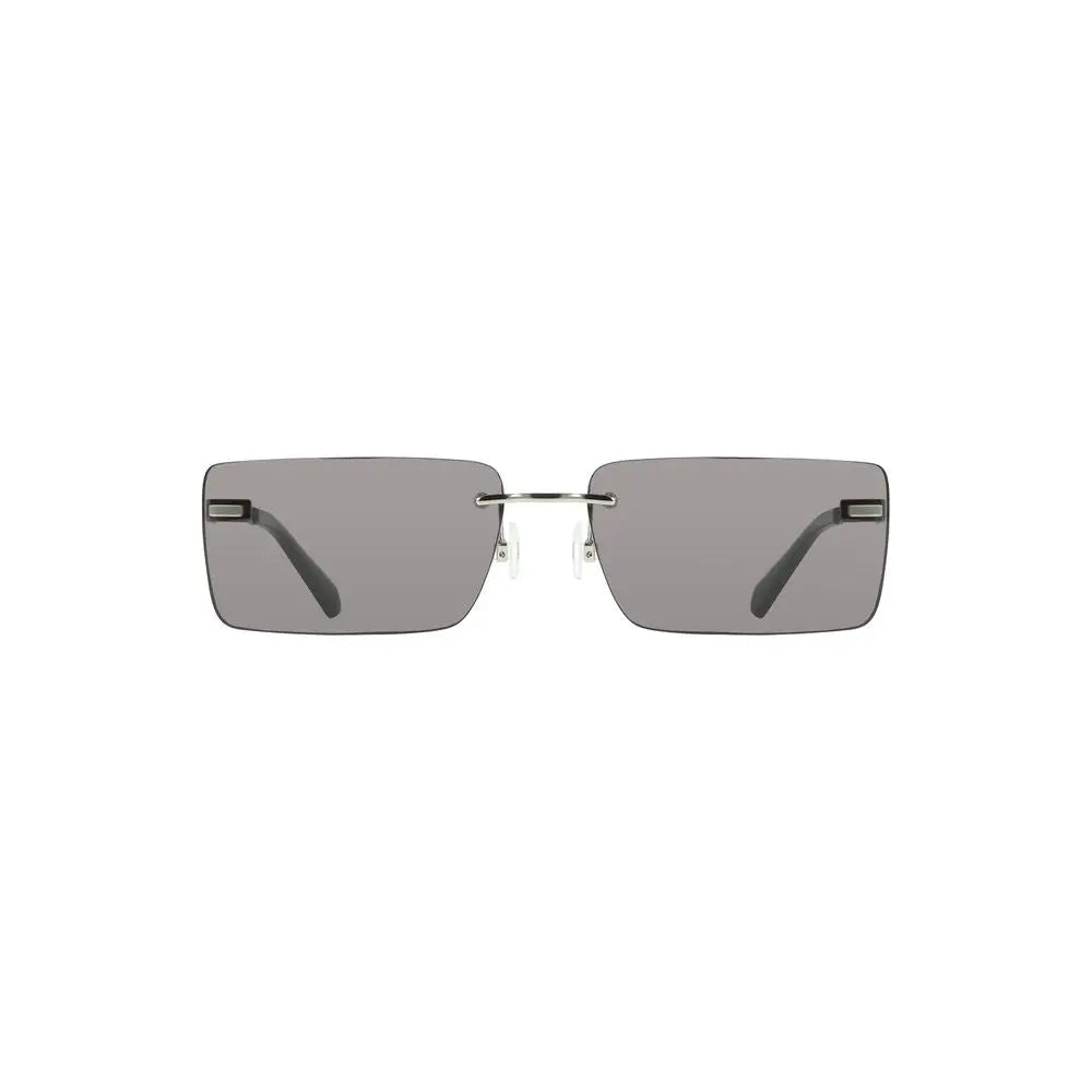 Lunettes de soleil calvin klein pour femme en métal noir avec monture argentée et verres gris rectangulaires