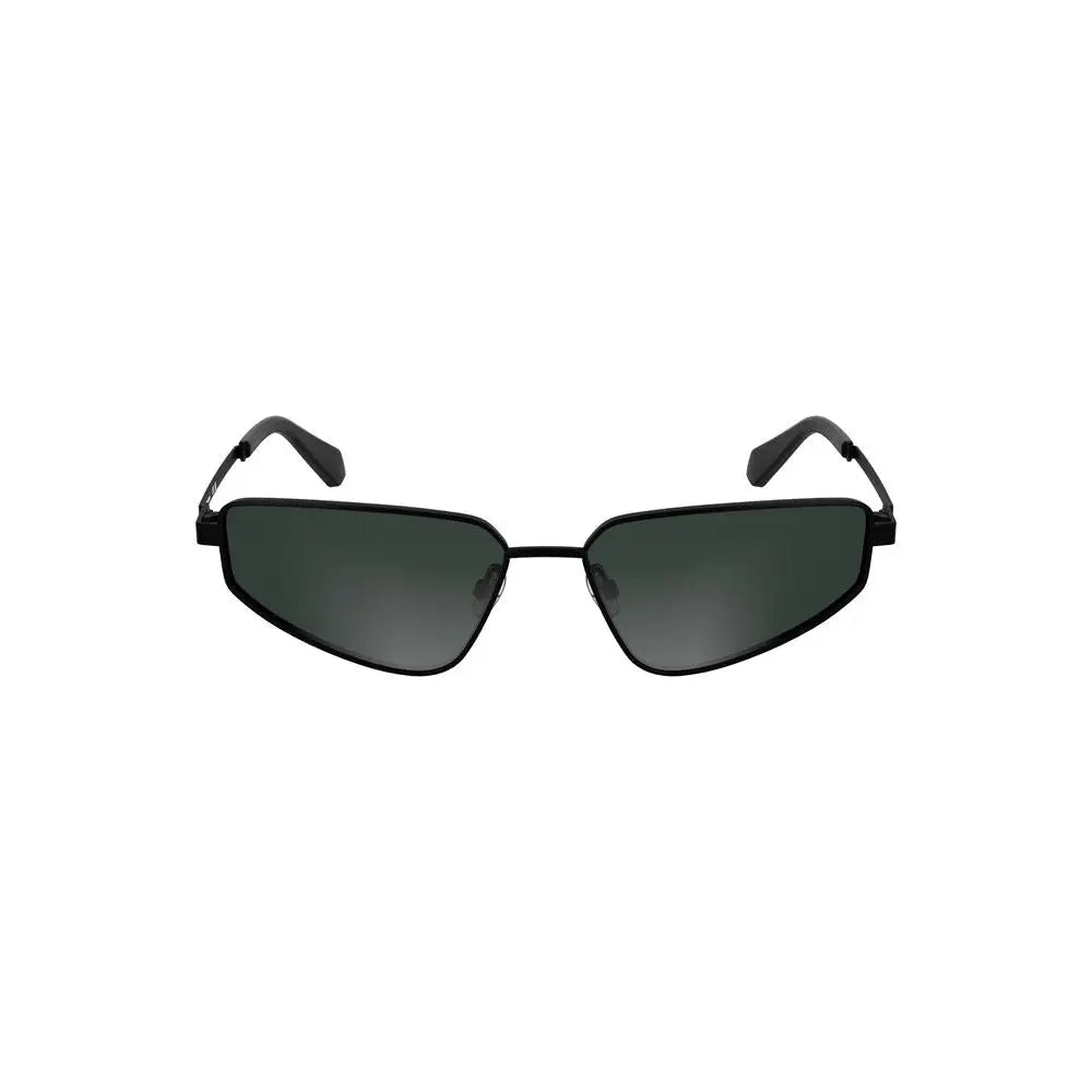 Lunettes de soleil Calvin Klein pour femmes en métal noir avec monture angulaire et verres dégradés foncés