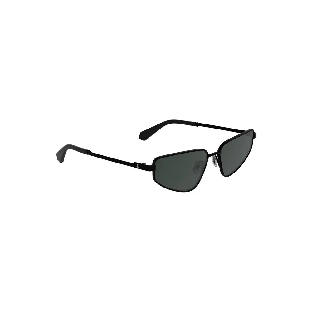 Calvin klein lunettes de soleil femmes en métal noir avec monture noire et verres gris foncé au design moderne
