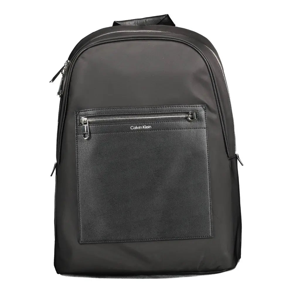 Sac à dos homme calvin klein noir en polyester avec poche avant texturée et fermetures éclair argentées