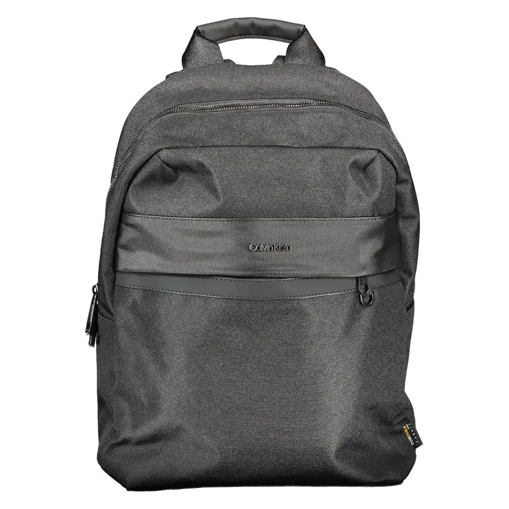 Sac à dos homme calvin klein noir en polyester avec design minimaliste et texture gris foncé