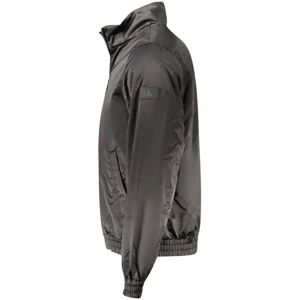 Veste calvin klein noir en polyester homme en nylon gris foncé avec léger brillant col montant et poignets élastiques
