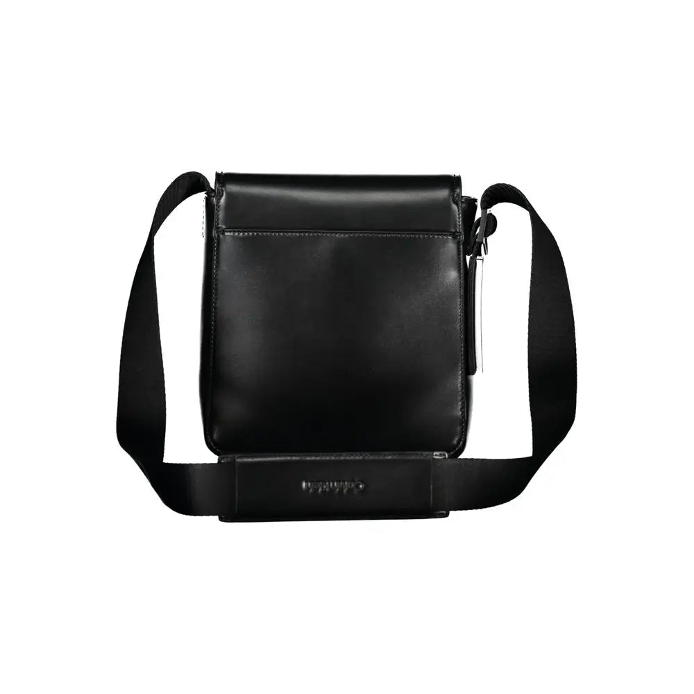 Calvin klein sac bandoulière homme en polyester noir avec design minimaliste et sangle réglable en cuir noir