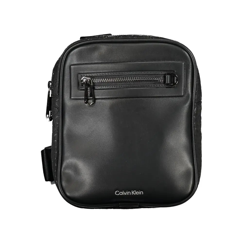 Sac bandoulière calvin klein noir en polyester avec finition cuir mat et couture texturée subtile pour homme