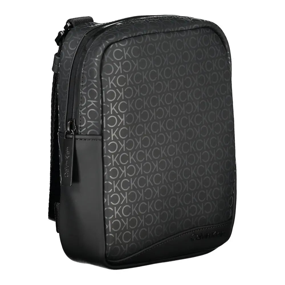 Sac bandoulière Calvin Klein noir pour homme en polyester avec motif monogramme répété et surface texturée