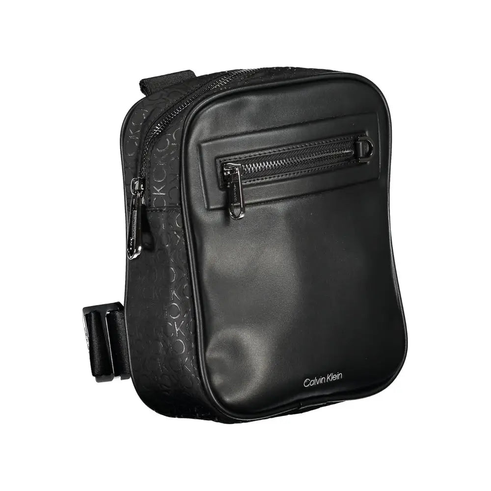 Sac bandoulière homme calvin klein noir en polyester avec motif logo discret et finition cuir lisse
