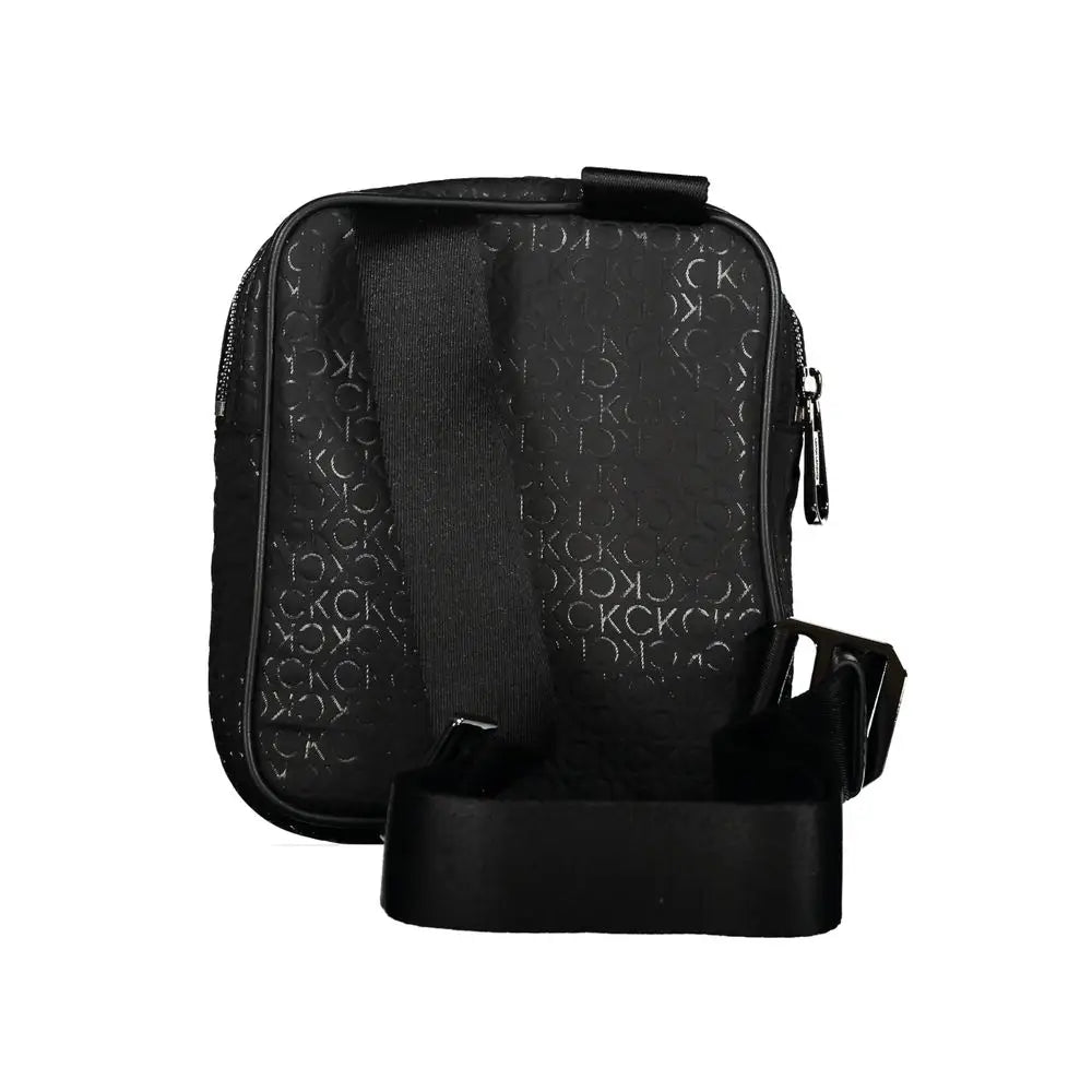 Calvin klein sac bandoulière homme noir en polyester avec logo ck argenté réglable et fermetures éclair