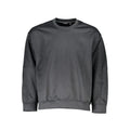 Sweatshirt calvin klein homme gris foncé en polyester avec tissu texturé et bordure noire au col