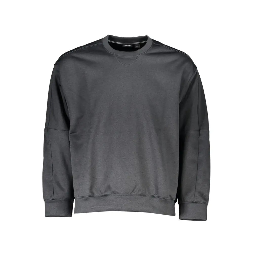 Sweatshirt calvin klein homme gris foncé en polyester avec tissu texturé et bordure noire au col
