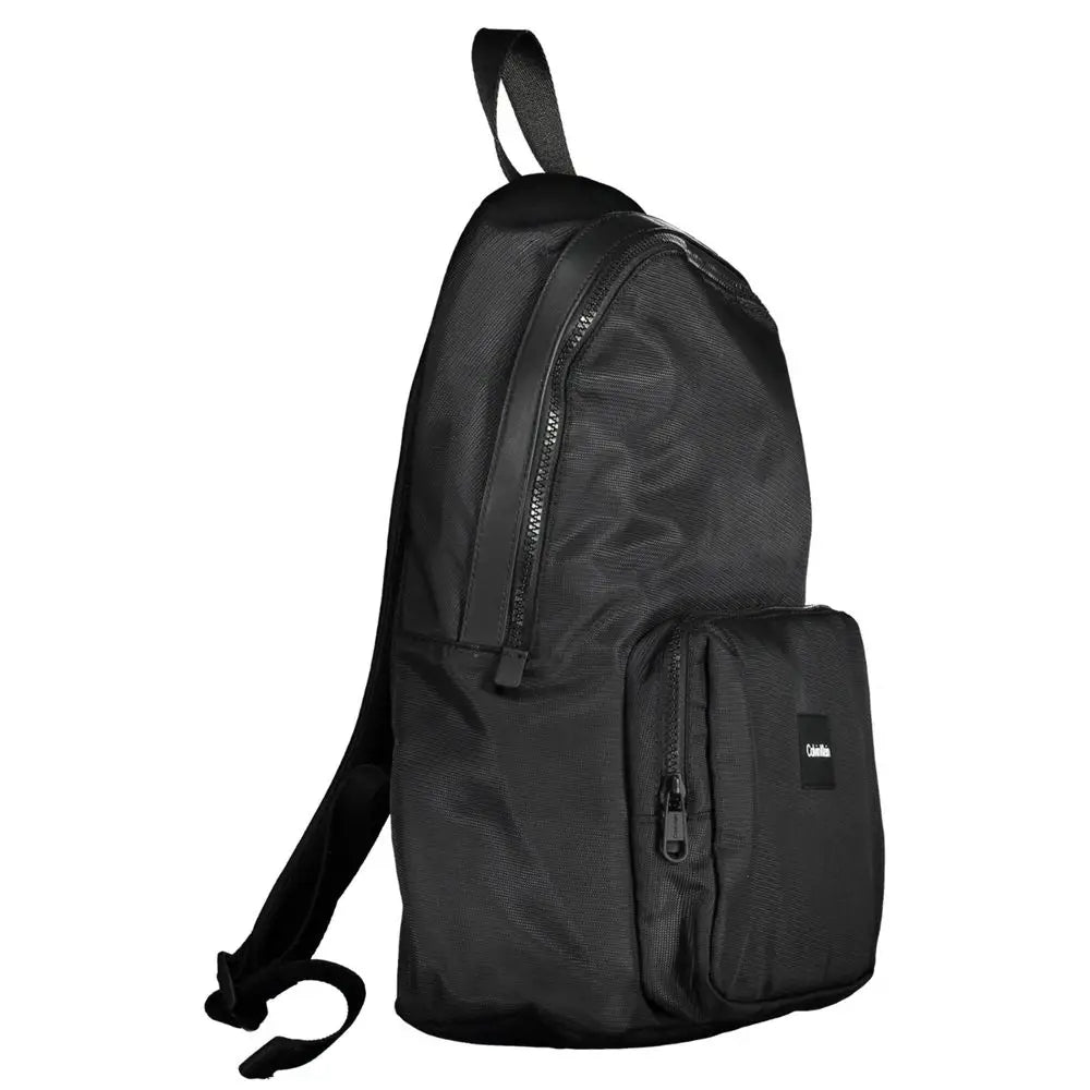 Calvin klein sac à dos noir pour homme en polyester avec tissu texturé et détails subtils de fermeture éclair