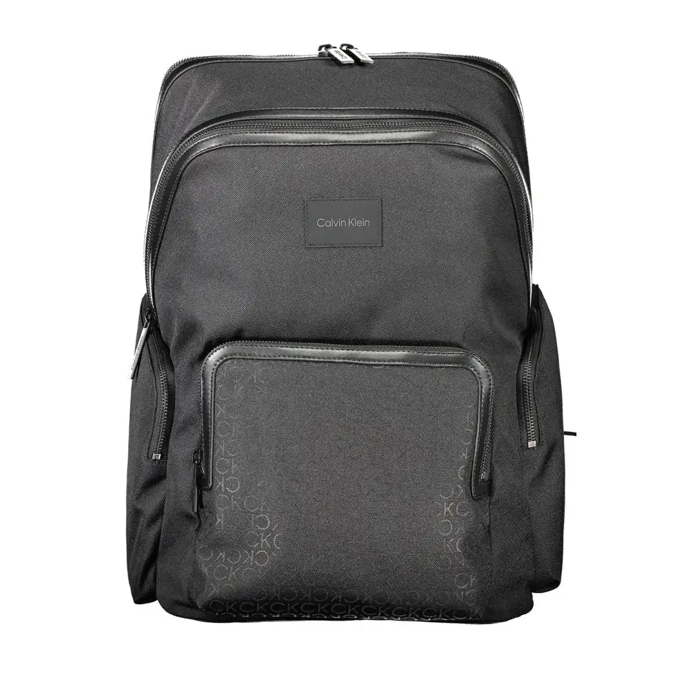 Sac à dos calvin klein noir en polyester avec motif monogramme subtil design moderne pour homme