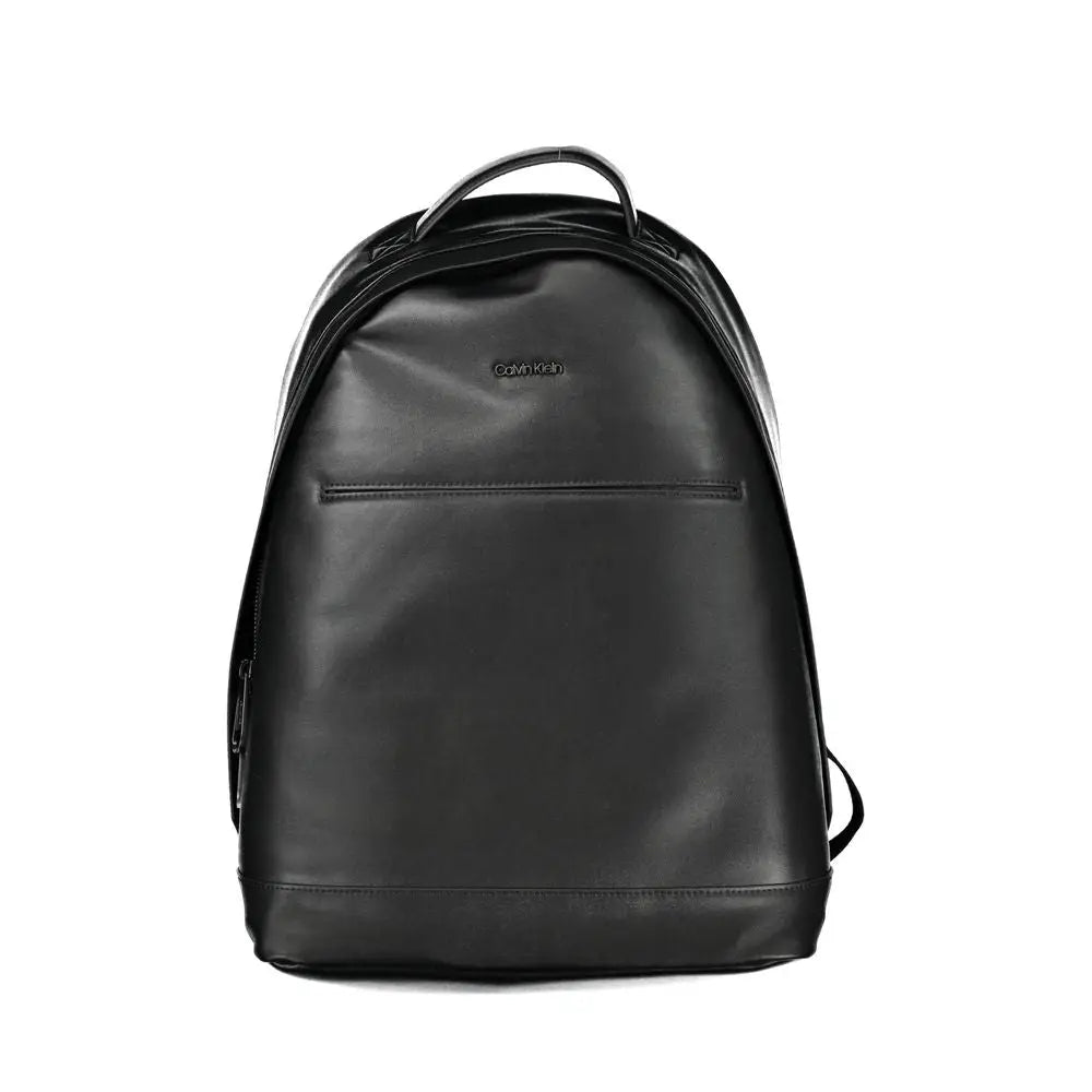 Sac à dos homme calvin klein noir en polyester avec finition cuir lisse et design minimaliste