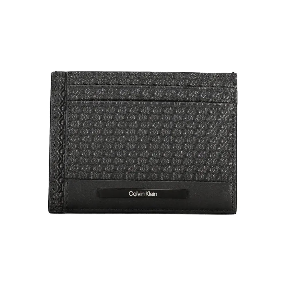 Calvin klein porte-cartes noir en polyester avec motif embossé et coutures pour sac bandoulière homme