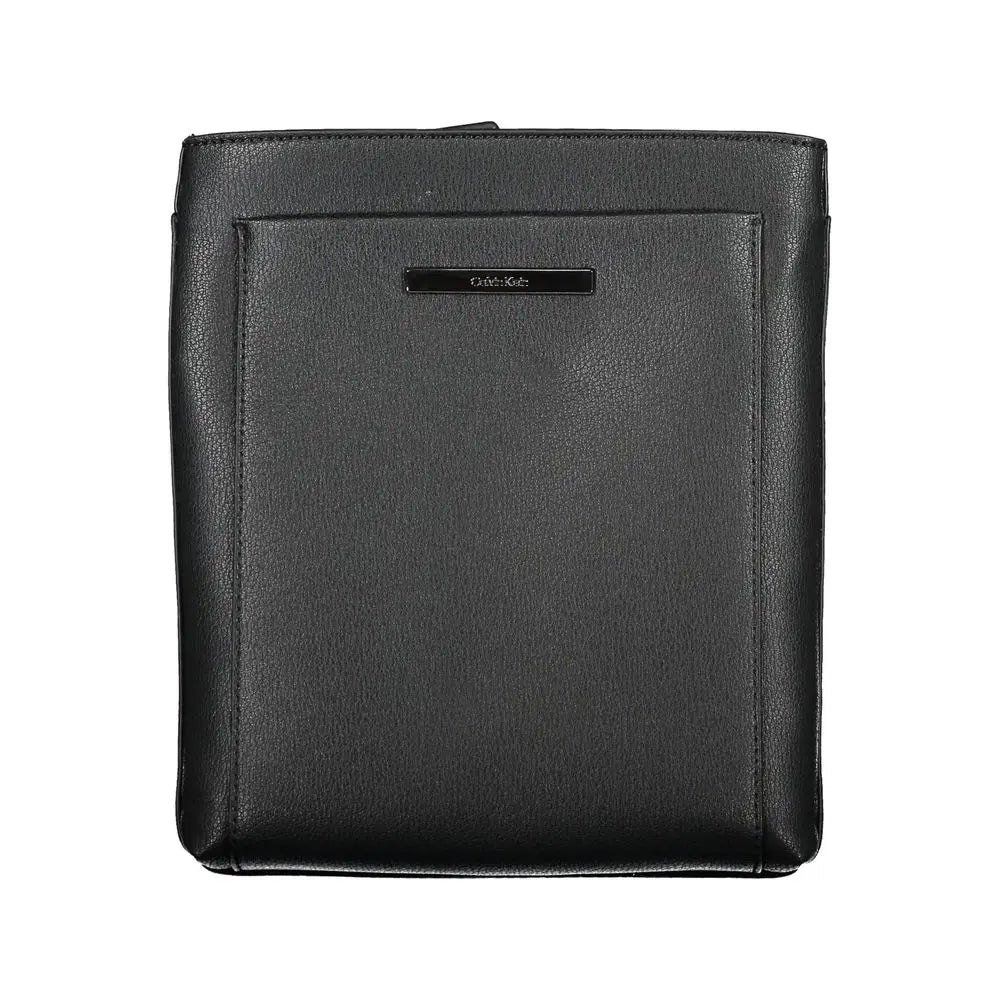 Calvin klein sac bandoulière homme en polyester noir avec design minimaliste et coutures discrètes en cuir noir