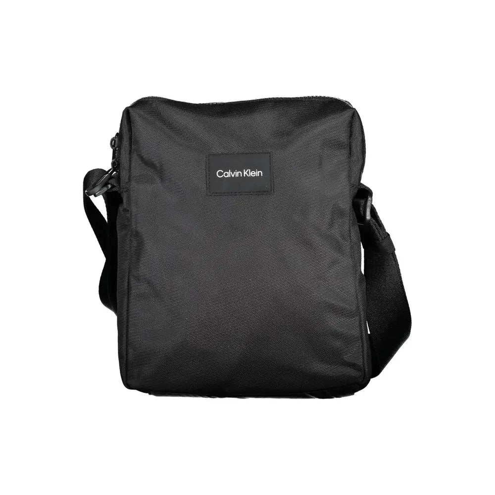 Sac bandoulière Calvin Klein pour homme noir en polyester avec tissu texturé et logo minimaliste visible