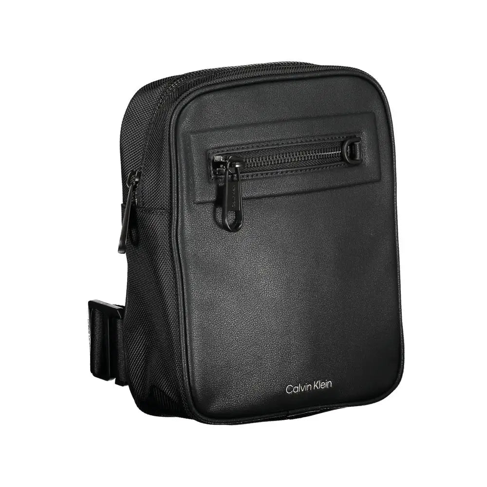 Sac bandoulière noir calvin klein pour homme en polyester avec finition texturée et panneau latéral en mesh