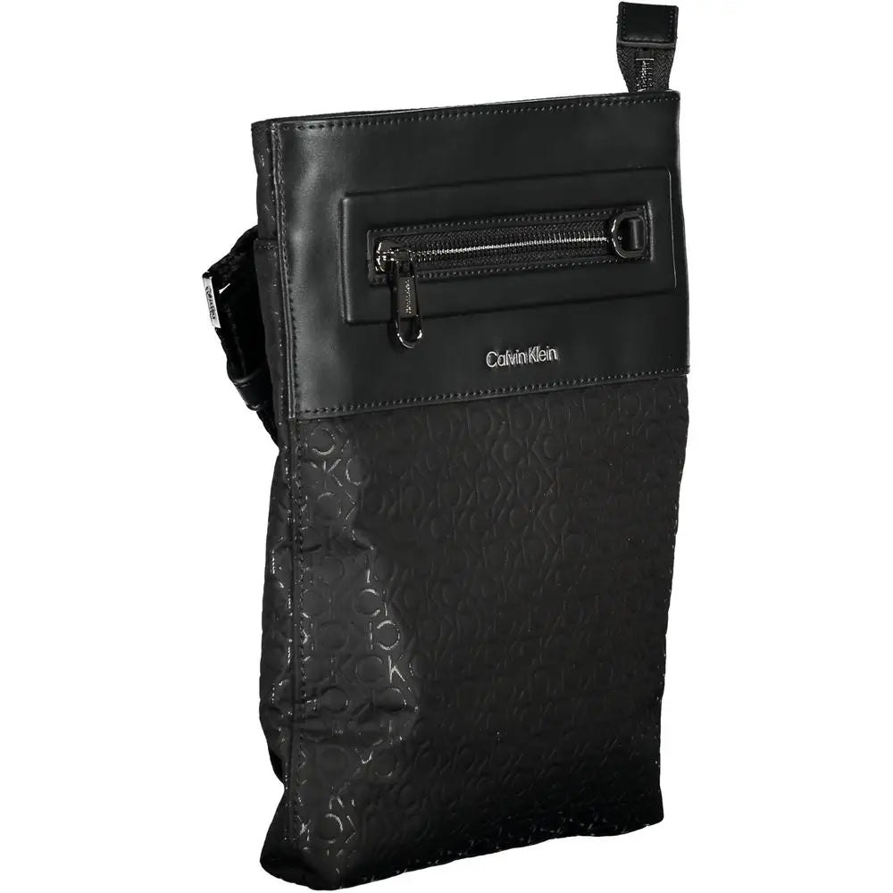Calvin klein sac bandoulière homme polyester noir avec motif texturé et poche avant zippée
