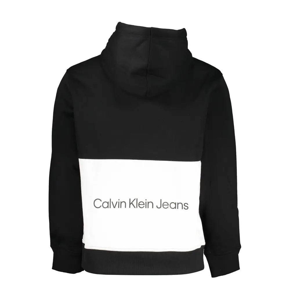 Sweatshirt homme calvin klein noir en polyester vue arrière avec bande blanche horizontale et logo gris