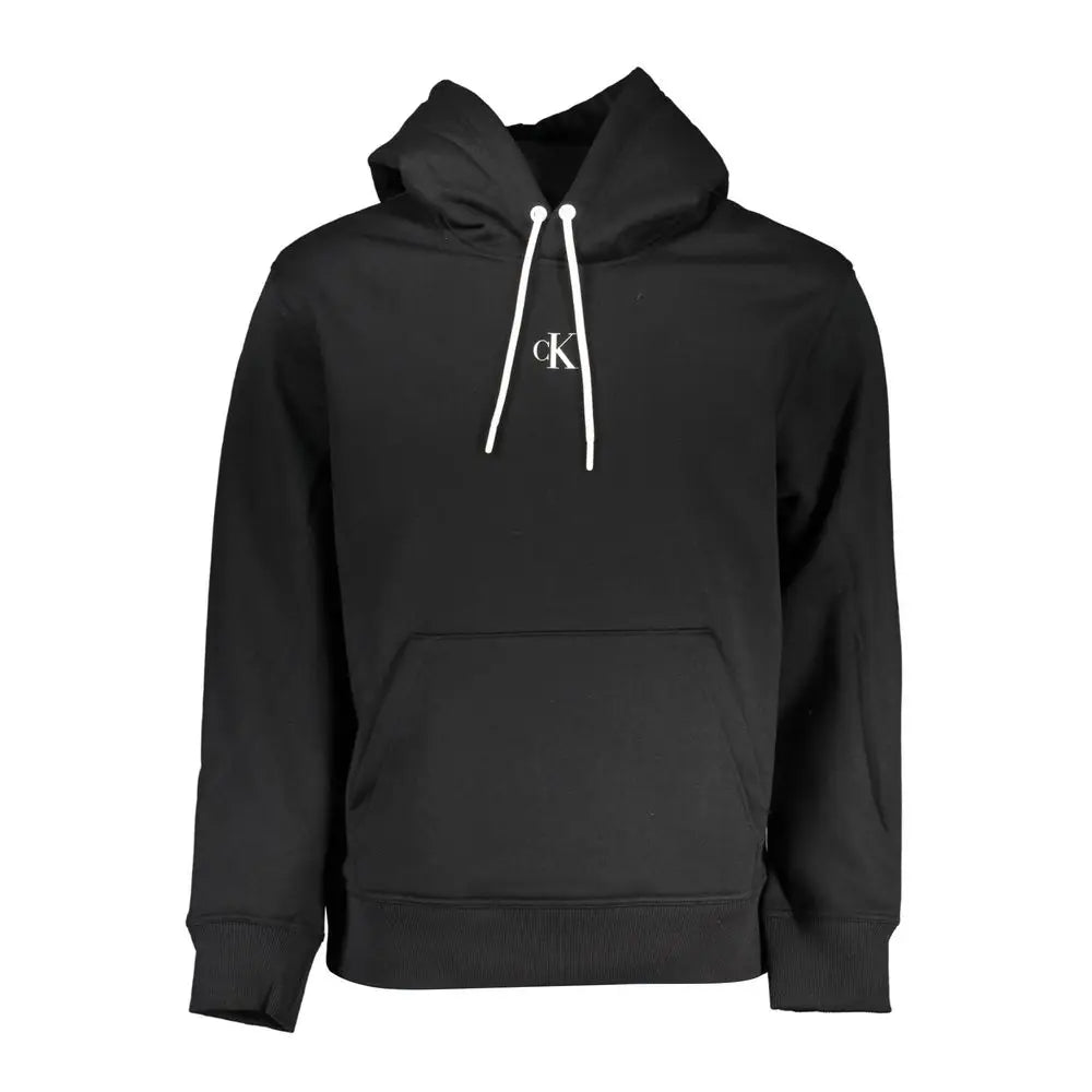 Calvin klein sweat noir en polyester pour homme avec cordons blancs et logo brodé sur la poitrine