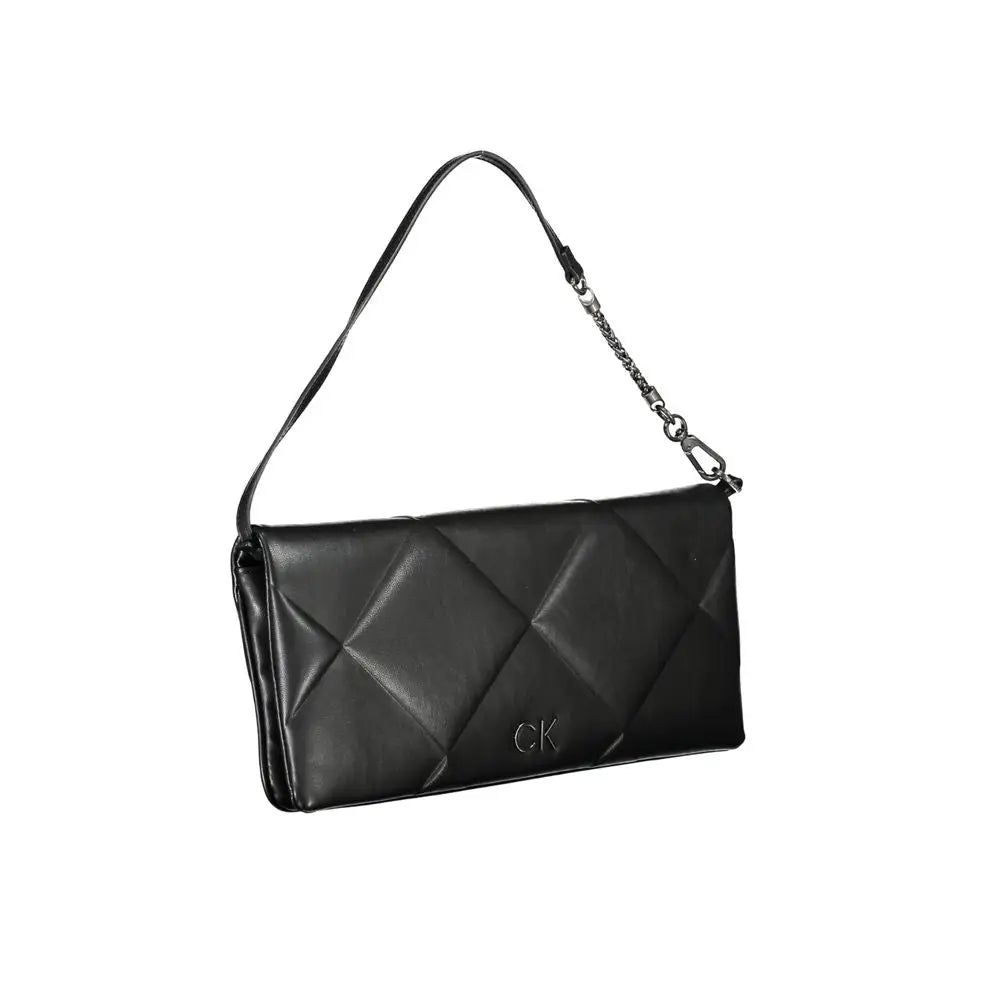 Sac bandoulière femme calvin klein en cuir matelassé noir avec chaîne et détail de sangle en polyester