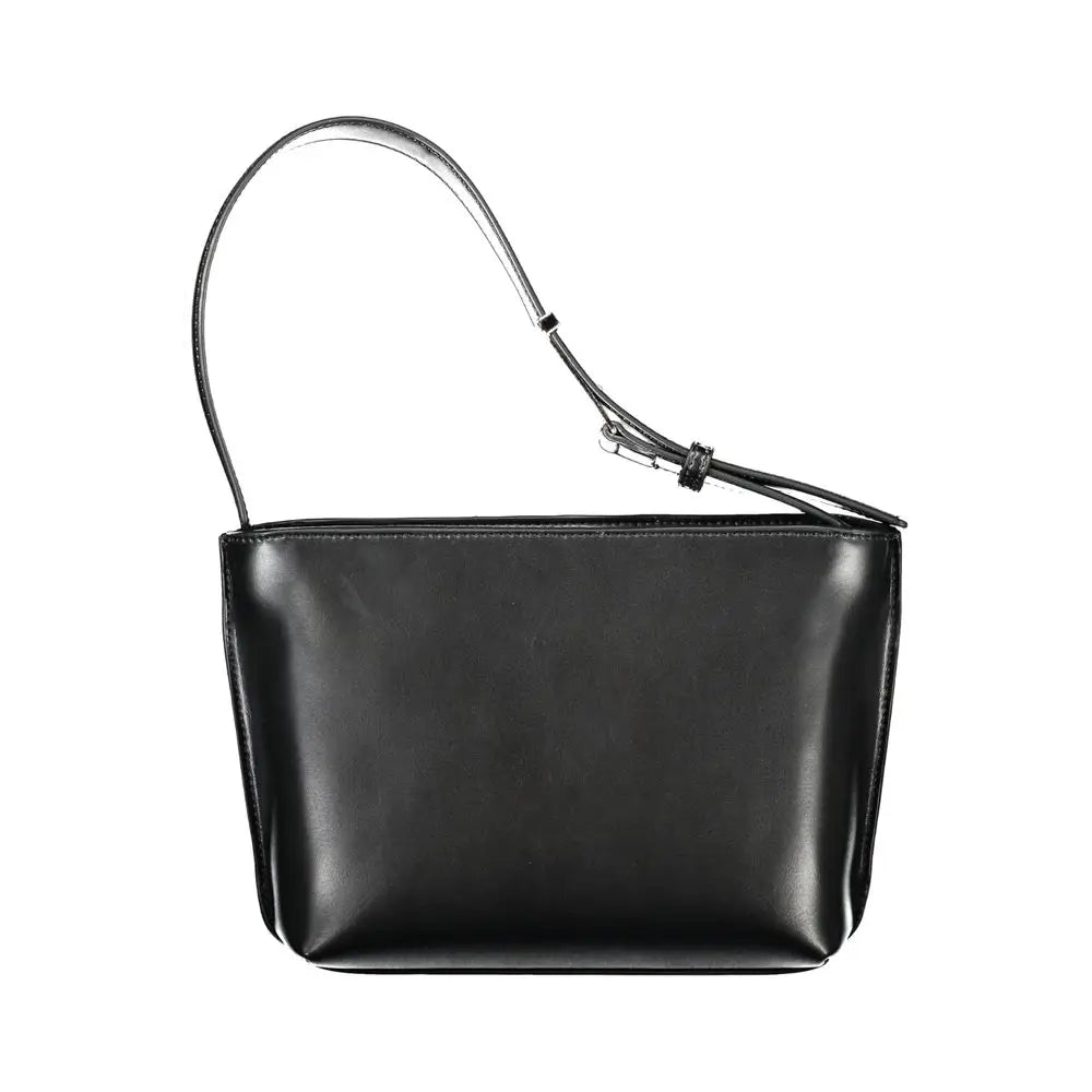 Calvin klein sac bandoulière femme noir en polyester avec design minimaliste et sangle réglable fine en cuir noir