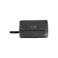 Calvin klein noir polyester sac à main pour femme avec pochette en cuir noir et logo ck doré