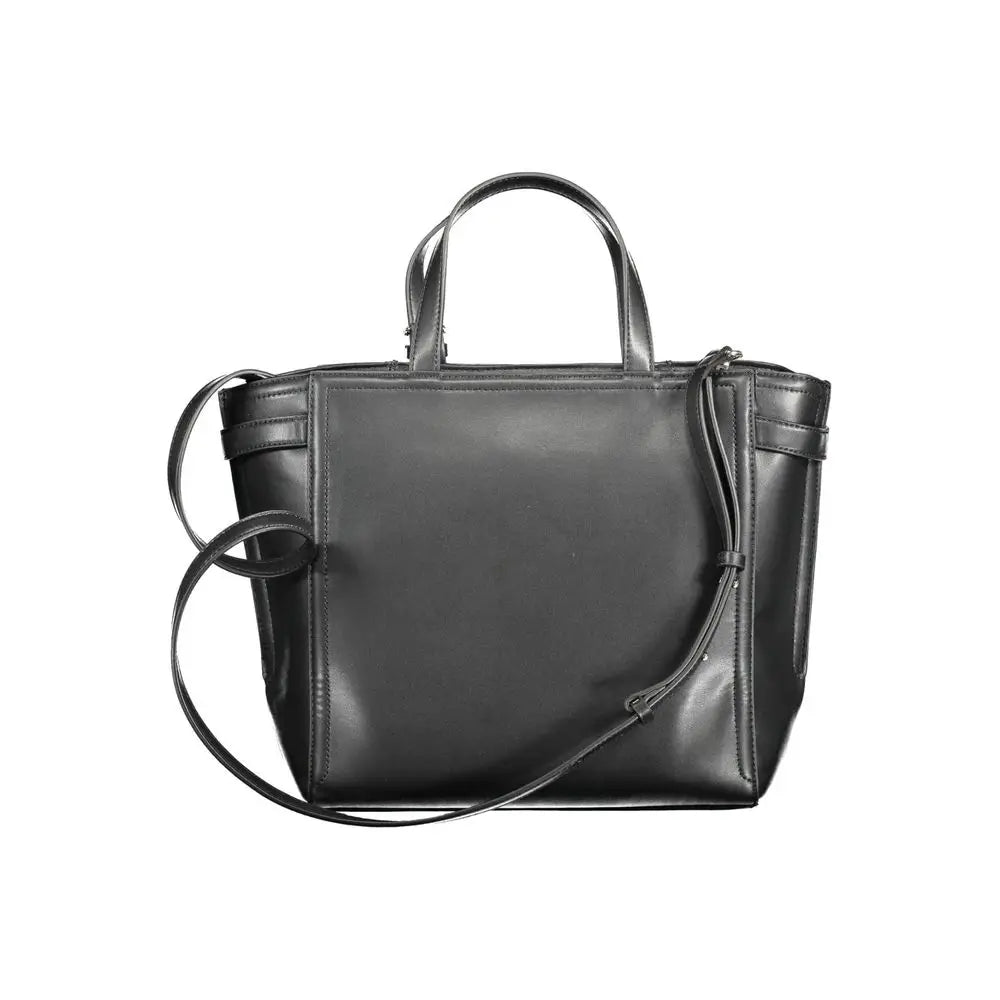 Calvin Klein sac à main femme en polyester noir avec forme structurée et double poignée en cuir