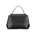Sac à main femme calvin klein noir en polyester avec motif texte ck et rabat en cuir lisse