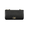 Sac bandoulière calvin klein noir en polyester avec pochette croisée en cuir noir et logo ck doré avec fermeture éclair