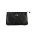 Sac besace pour femme calvin klein en polyester noir avec pochette matelassée et logo ck argenté fermeture éclair