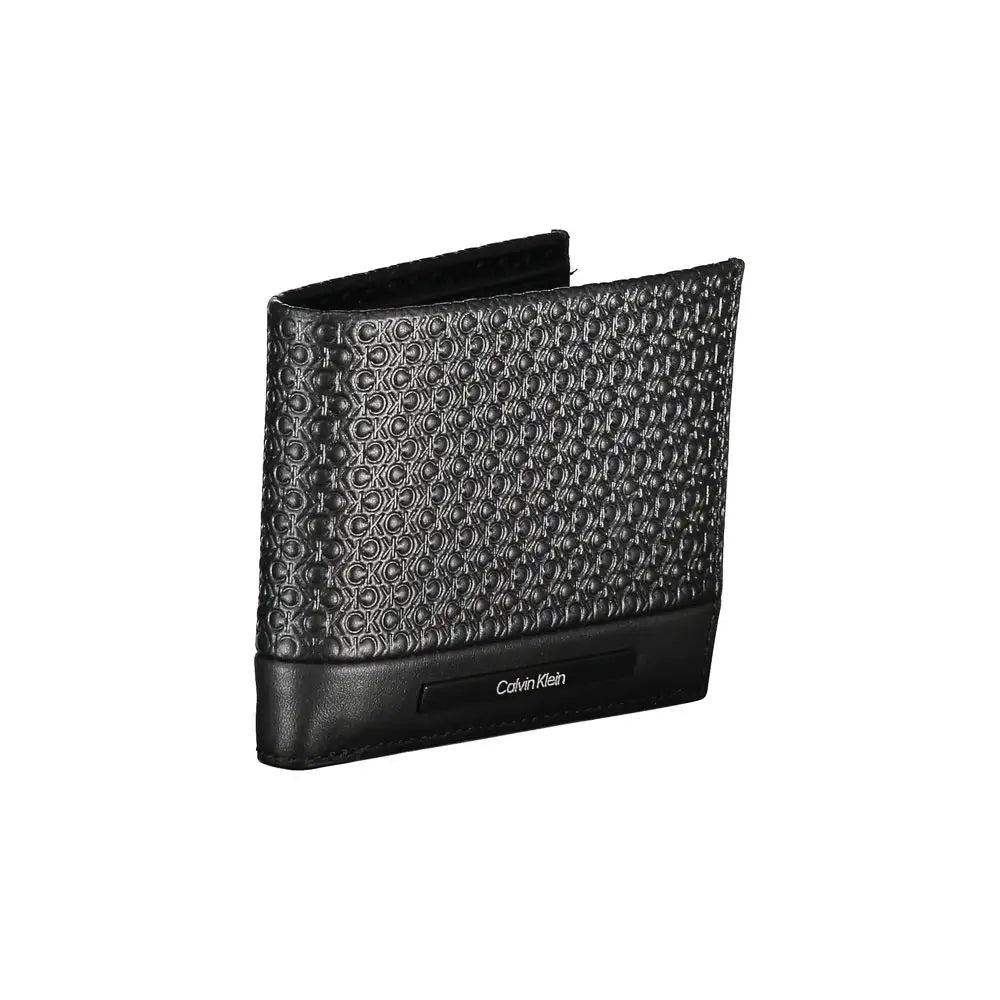 Portefeuille calvin klein noir en polyester avec motif texturé circulaire pour femme