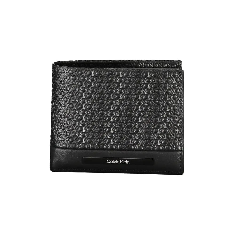 Calvin klein sac bandoulière femme noir en polyester avec portefeuille noir en cuir texturé et motif circulaire embossé