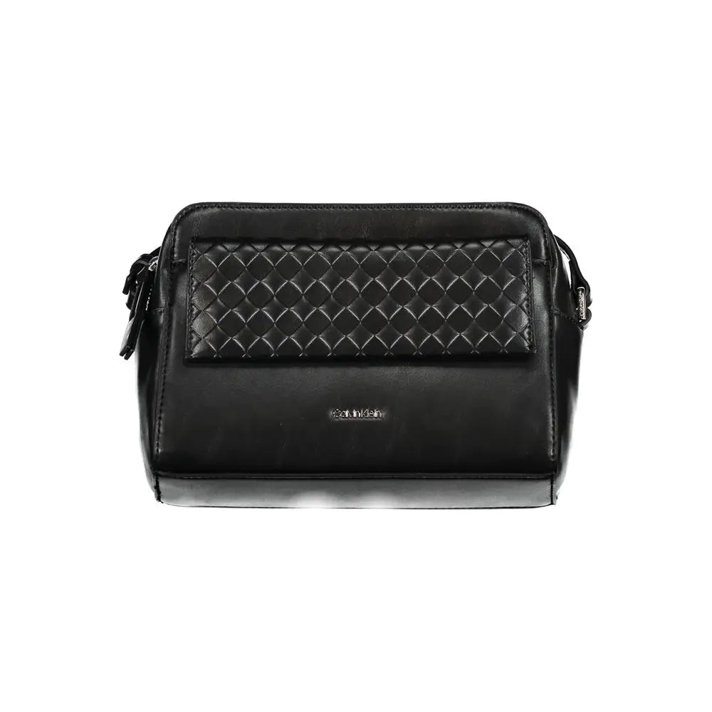 Sac bandoulière femme calvin klein en polyester noir avec avant matelassé et quincaillerie argentée