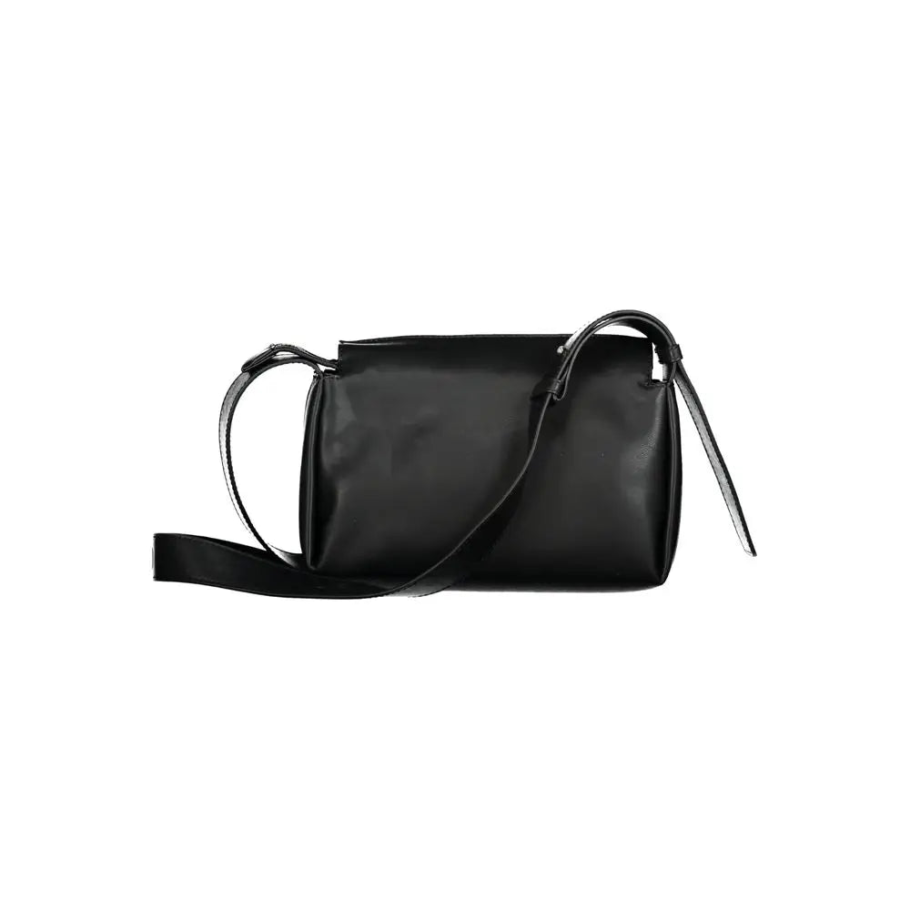 Calvin klein sac bandoulière femme en polyester noir avec design minimaliste et sangle réglable en cuir synthétique brillant