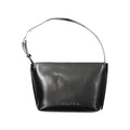 Sac épaule femme calvin klein noir en polyester avec finition brillante et poignée en métal argenté
