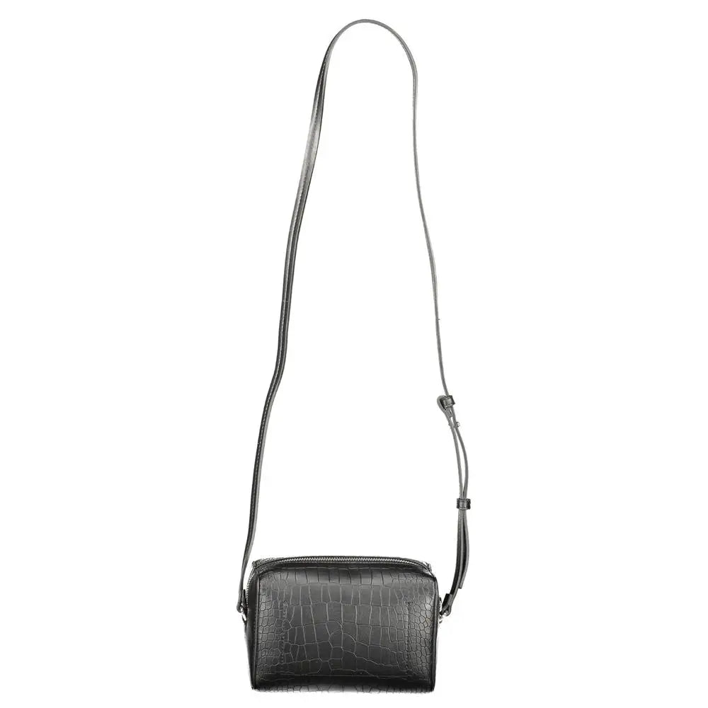 Calvin klein sac bandoulière femme noir en polyester avec texture crocodile et bandoulière ajustable fine